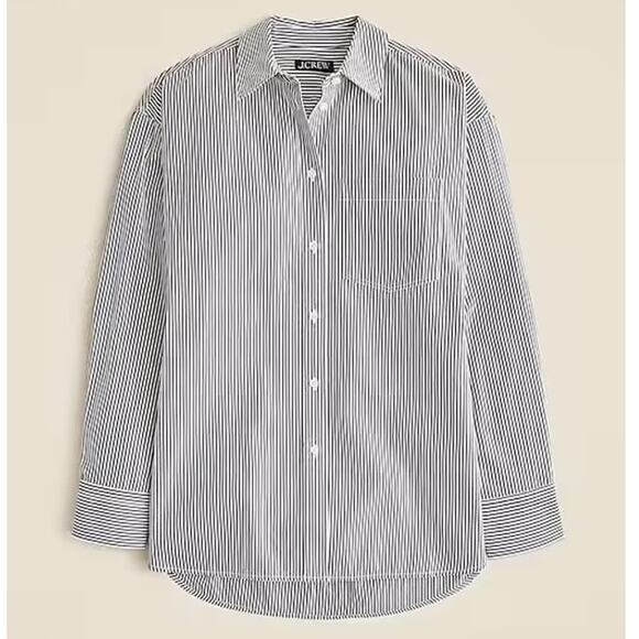 J. Crew Étienne Oversized Shirt Navy Striped Lightweight Oxford Size XS NEW NWT - Picture 3 of 12